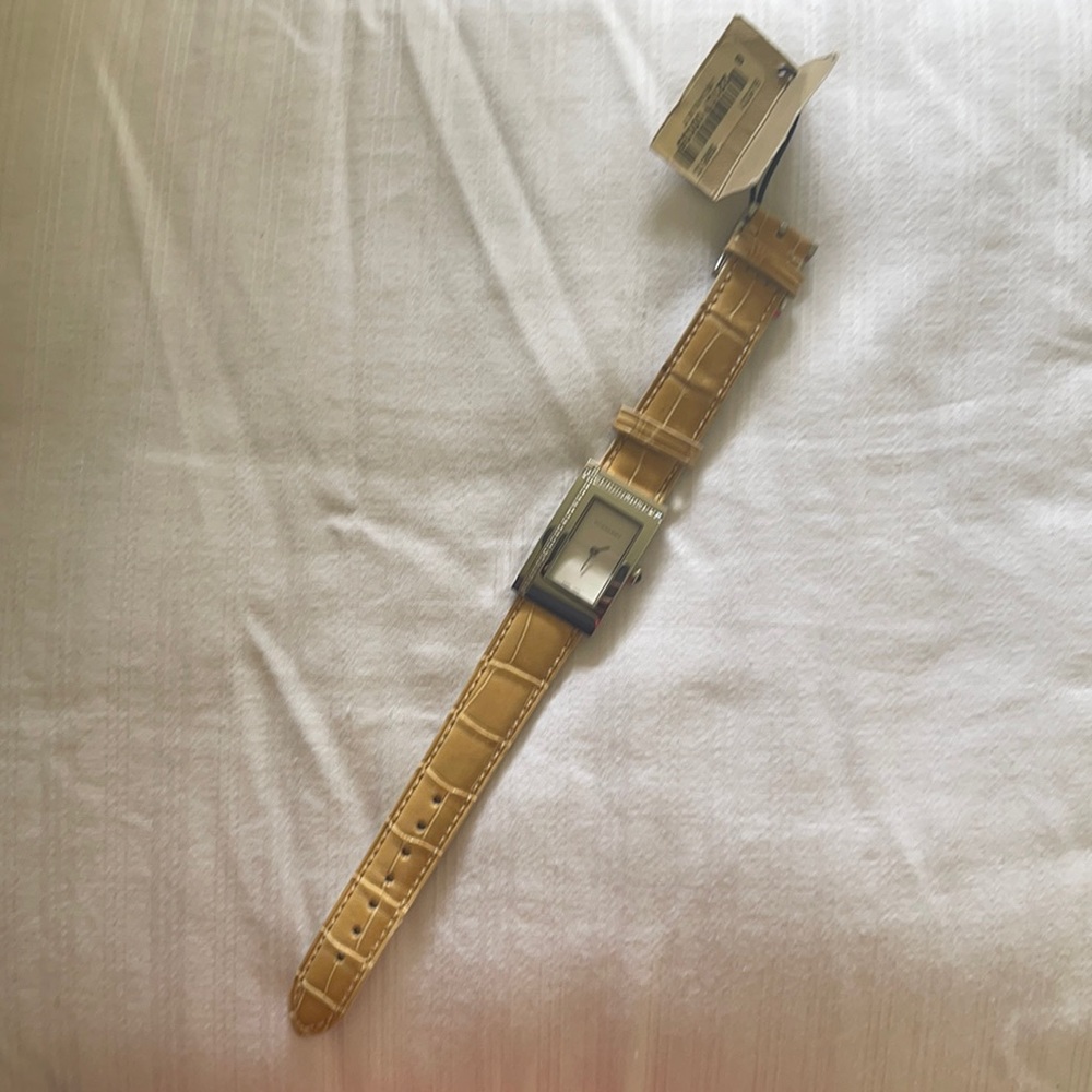 Burberry Ladies Womens Yellow Croc Leather Diamond Set Watch BU5001